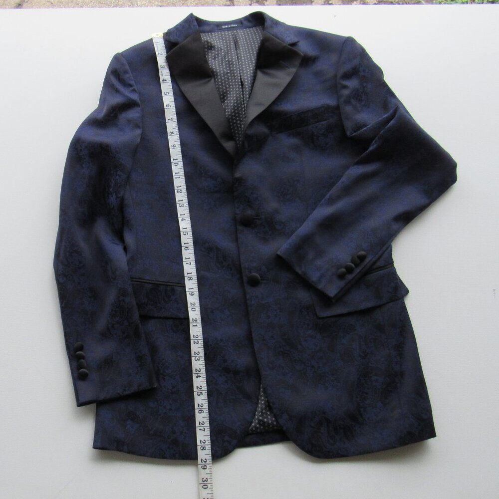 Egara Men's Navy Blue Jacquard Dinner Paisley Blazer Tuxedo Jackets Size 36 Reg. - Picture 8 of 11